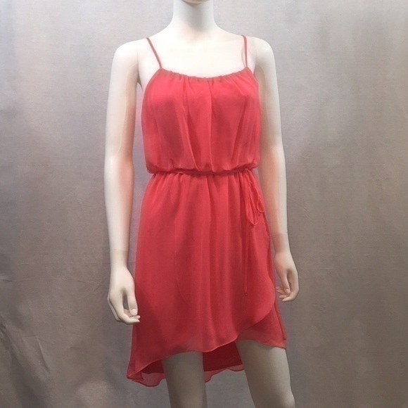 Guess UEC coral colored midi chiffon dress small - Picture 1 of 8